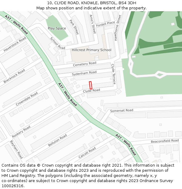 10, CLYDE ROAD, KNOWLE, BRISTOL, BS4 3DH: Location map and indicative extent of plot
