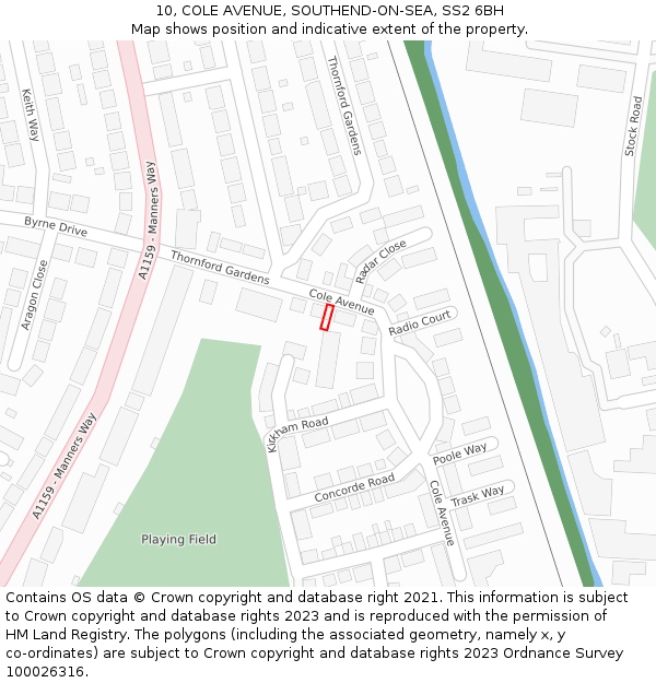 10, COLE AVENUE, SOUTHEND-ON-SEA, SS2 6BH: Location map and indicative extent of plot