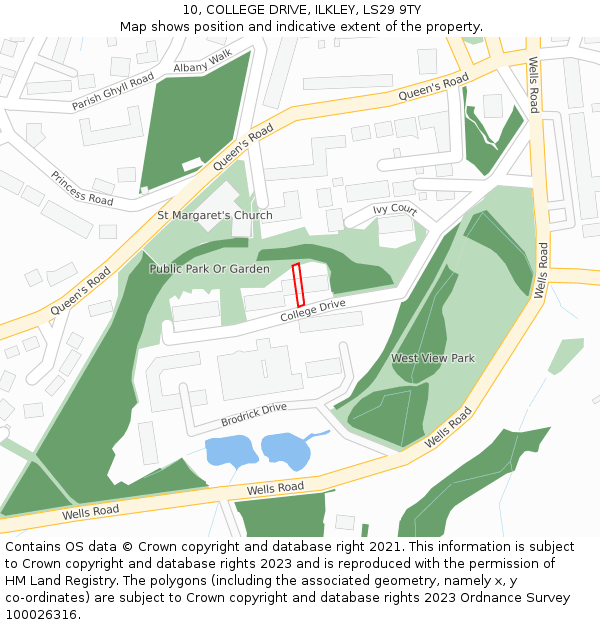 10, COLLEGE DRIVE, ILKLEY, LS29 9TY: Location map and indicative extent of plot
