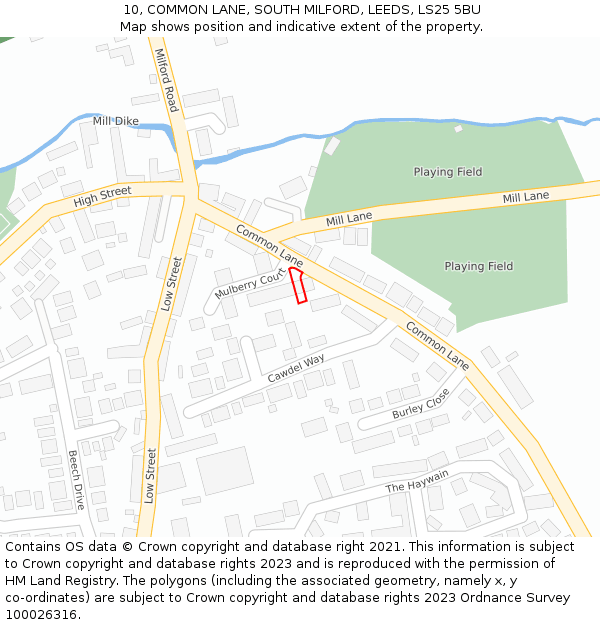 10, COMMON LANE, SOUTH MILFORD, LEEDS, LS25 5BU: Location map and indicative extent of plot