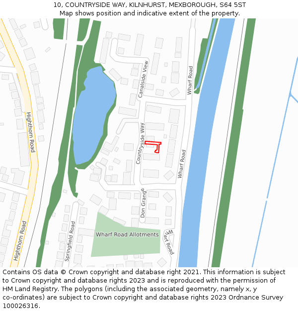 10, COUNTRYSIDE WAY, KILNHURST, MEXBOROUGH, S64 5ST: Location map and indicative extent of plot