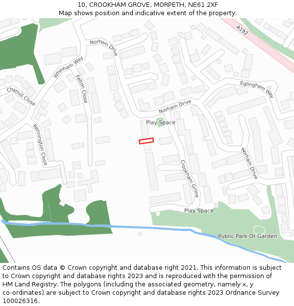 10, CROOKHAM GROVE, MORPETH, NE61 2XF: Location map and indicative extent of plot