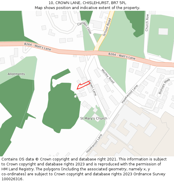 10, CROWN LANE, CHISLEHURST, BR7 5PL: Location map and indicative extent of plot