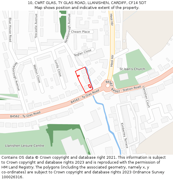 10, CWRT GLAS, TY GLAS ROAD, LLANISHEN, CARDIFF, CF14 5DT: Location map and indicative extent of plot