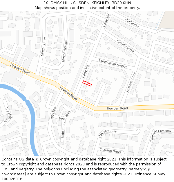 10, DAISY HILL, SILSDEN, KEIGHLEY, BD20 0HN: Location map and indicative extent of plot