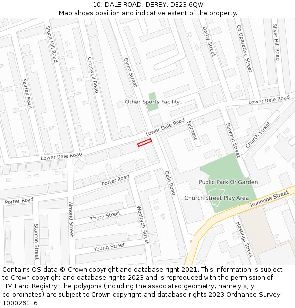 10, DALE ROAD, DERBY, DE23 6QW: Location map and indicative extent of plot