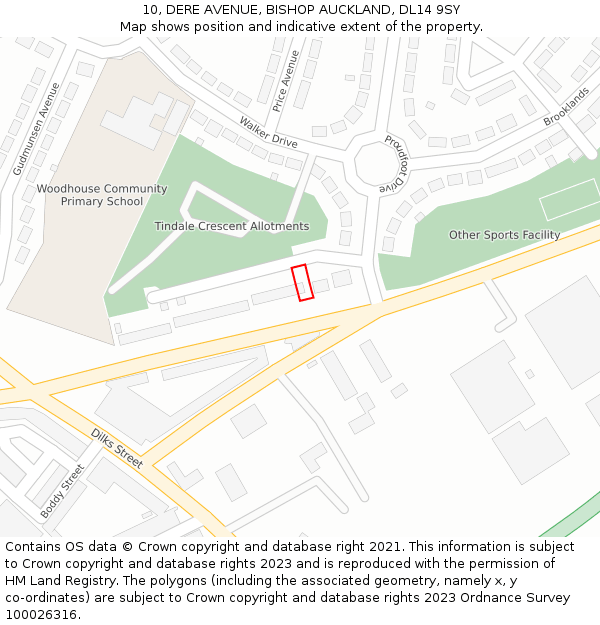 10, DERE AVENUE, BISHOP AUCKLAND, DL14 9SY: Location map and indicative extent of plot