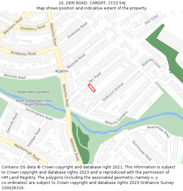 10, DERI ROAD, CARDIFF, CF23 5AJ: Location map and indicative extent of plot