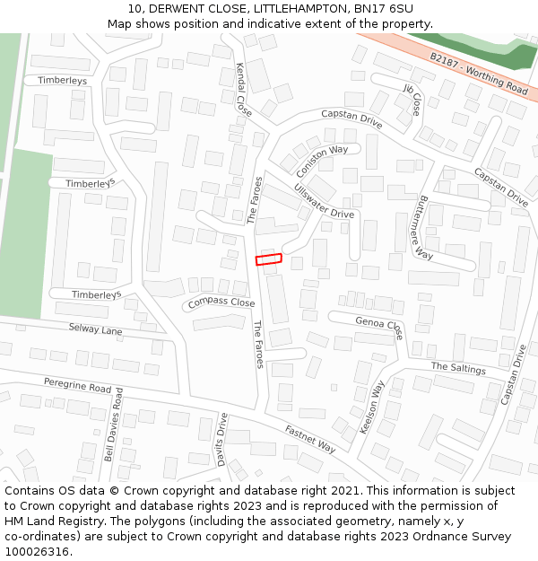 10, DERWENT CLOSE, LITTLEHAMPTON, BN17 6SU: Location map and indicative extent of plot