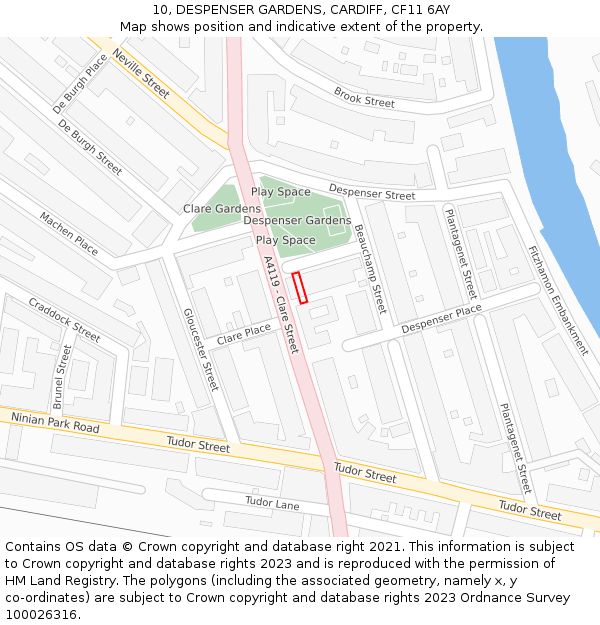 10, DESPENSER GARDENS, CARDIFF, CF11 6AY: Location map and indicative extent of plot
