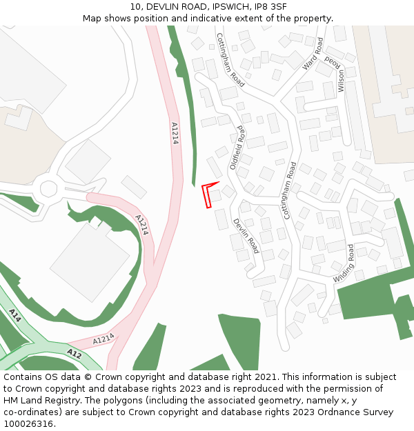 10, DEVLIN ROAD, IPSWICH, IP8 3SF: Location map and indicative extent of plot