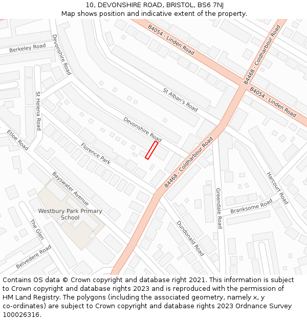 10, DEVONSHIRE ROAD, BRISTOL, BS6 7NJ: Location map and indicative extent of plot