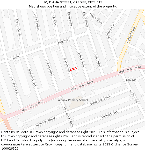 10, DIANA STREET, CARDIFF, CF24 4TS: Location map and indicative extent of plot