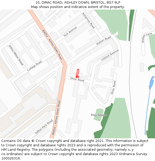 10, DIRAC ROAD, ASHLEY DOWN, BRISTOL, BS7 9LP: Location map and indicative extent of plot