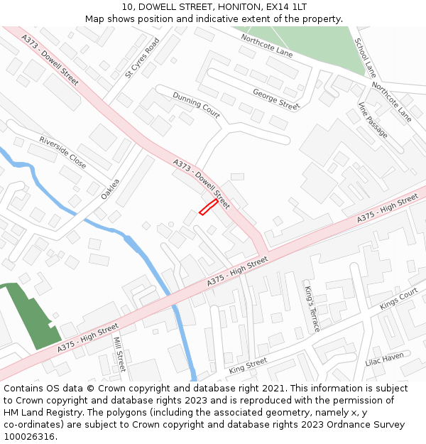10, DOWELL STREET, HONITON, EX14 1LT: Location map and indicative extent of plot