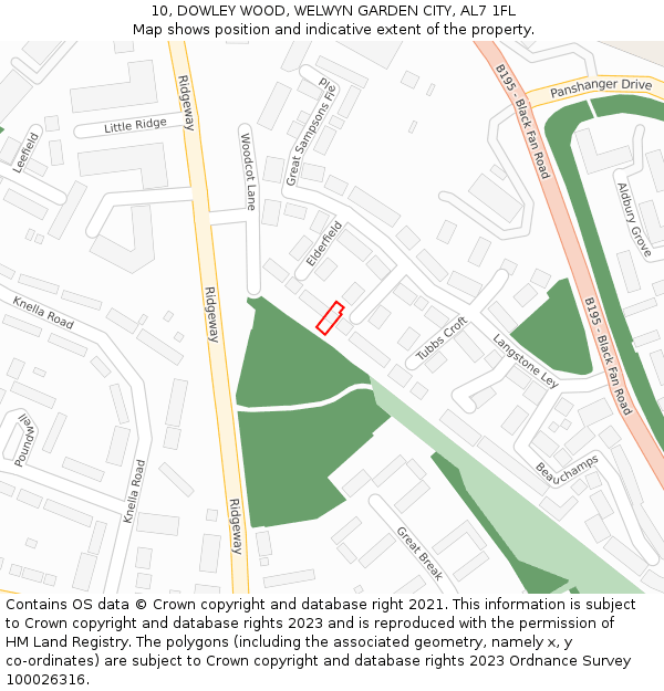 10, DOWLEY WOOD, WELWYN GARDEN CITY, AL7 1FL: Location map and indicative extent of plot