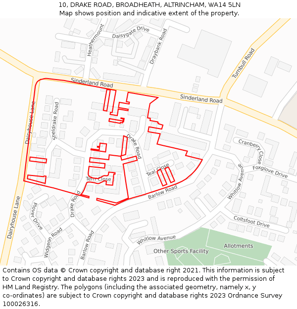 10, DRAKE ROAD, BROADHEATH, ALTRINCHAM, WA14 5LN: Location map and indicative extent of plot