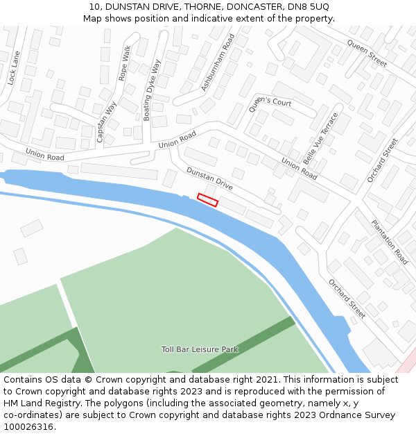10, DUNSTAN DRIVE, THORNE, DONCASTER, DN8 5UQ: Location map and indicative extent of plot