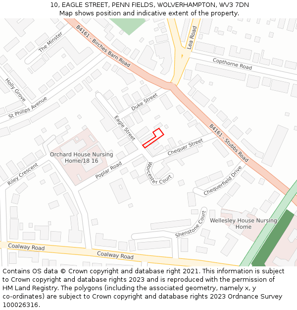 10, EAGLE STREET, PENN FIELDS, WOLVERHAMPTON, WV3 7DN: Location map and indicative extent of plot