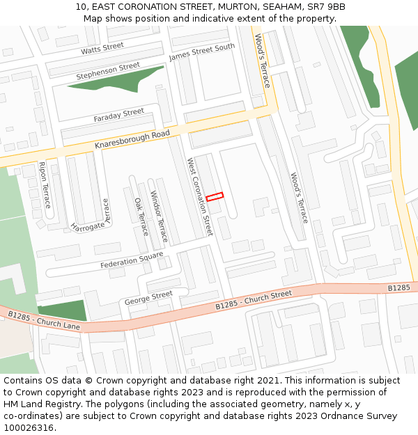 10, EAST CORONATION STREET, MURTON, SEAHAM, SR7 9BB: Location map and indicative extent of plot