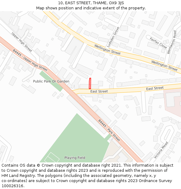 10, EAST STREET, THAME, OX9 3JS: Location map and indicative extent of plot