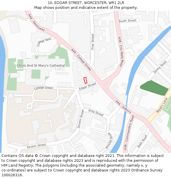 10, EDGAR STREET, WORCESTER, WR1 2LR: Location map and indicative extent of plot