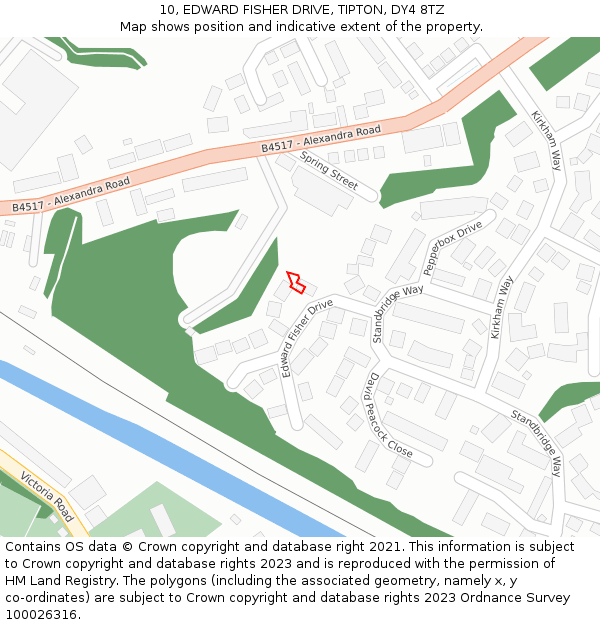 10, EDWARD FISHER DRIVE, TIPTON, DY4 8TZ: Location map and indicative extent of plot