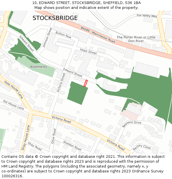 10, EDWARD STREET, STOCKSBRIDGE, SHEFFIELD, S36 1BA: Location map and indicative extent of plot