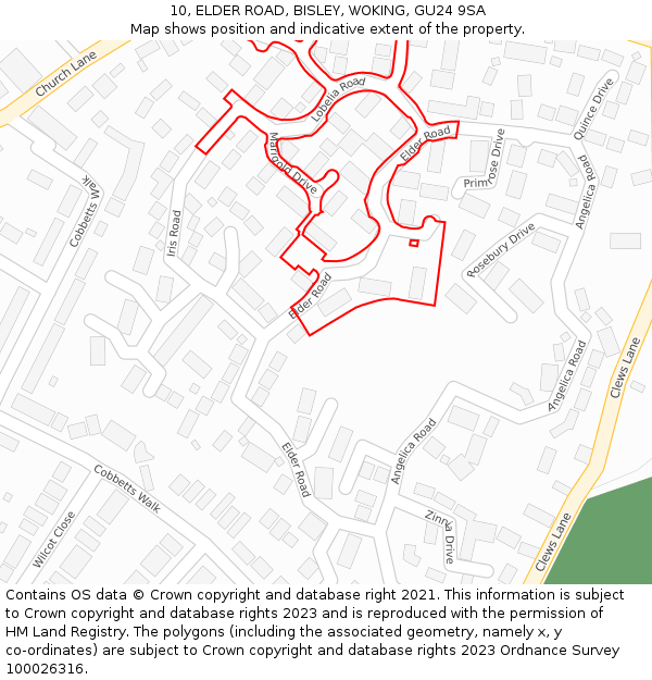 10, ELDER ROAD, BISLEY, WOKING, GU24 9SA: Location map and indicative extent of plot