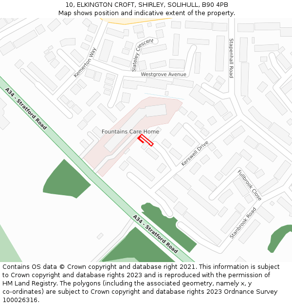 10, ELKINGTON CROFT, SHIRLEY, SOLIHULL, B90 4PB: Location map and indicative extent of plot
