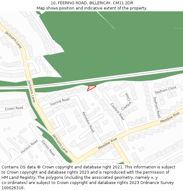 10, FEERING ROAD, BILLERICAY, CM11 2DR: Location map and indicative extent of plot