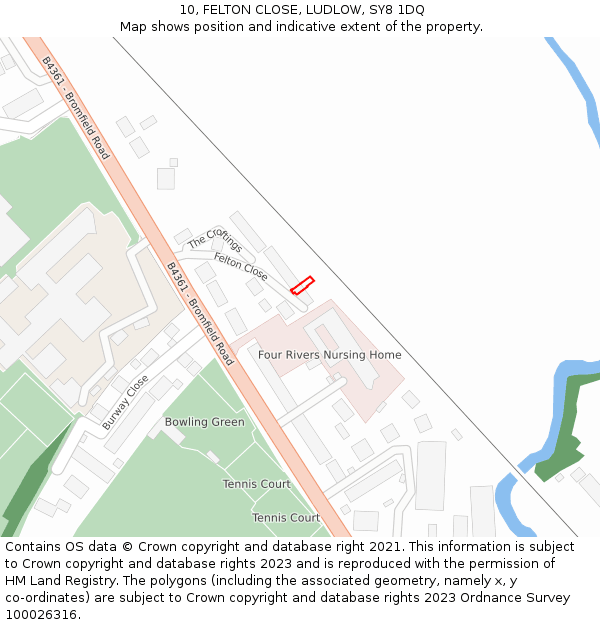 10, FELTON CLOSE, LUDLOW, SY8 1DQ: Location map and indicative extent of plot