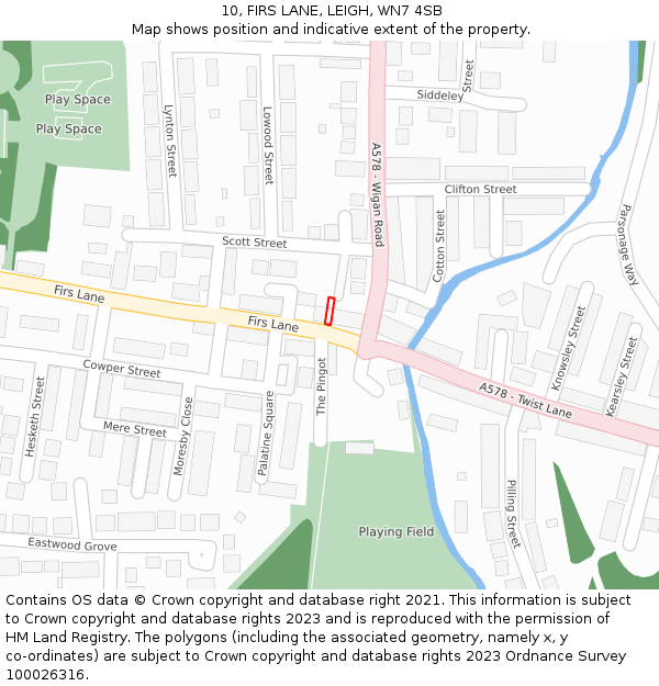10, FIRS LANE, LEIGH, WN7 4SB: Location map and indicative extent of plot