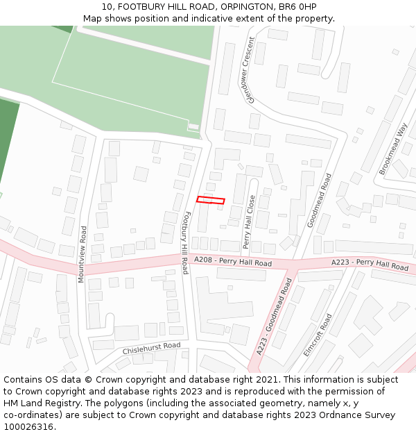 10, FOOTBURY HILL ROAD, ORPINGTON, BR6 0HP: Location map and indicative extent of plot