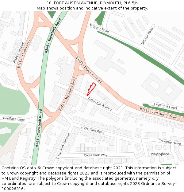10, FORT AUSTIN AVENUE, PLYMOUTH, PL6 5JN: Location map and indicative extent of plot