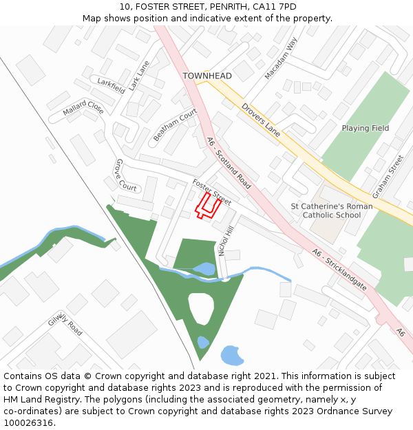 10, FOSTER STREET, PENRITH, CA11 7PD: Location map and indicative extent of plot