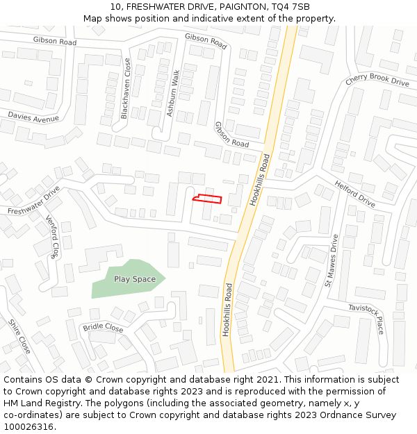 10, FRESHWATER DRIVE, PAIGNTON, TQ4 7SB: Location map and indicative extent of plot