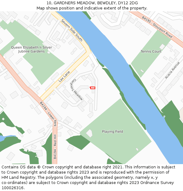 10, GARDNERS MEADOW, BEWDLEY, DY12 2DG: Location map and indicative extent of plot