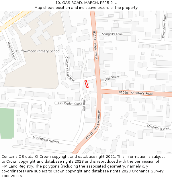 10, GAS ROAD, MARCH, PE15 9LU: Location map and indicative extent of plot