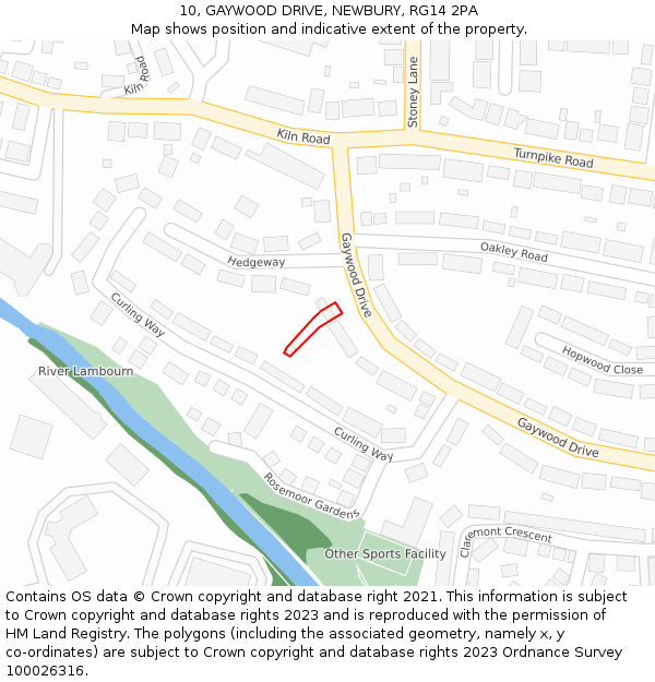 10, GAYWOOD DRIVE, NEWBURY, RG14 2PA: Location map and indicative extent of plot