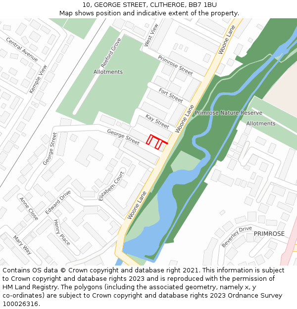 10, GEORGE STREET, CLITHEROE, BB7 1BU: Location map and indicative extent of plot