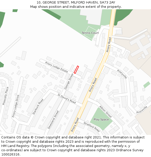 10, GEORGE STREET, MILFORD HAVEN, SA73 2AY: Location map and indicative extent of plot