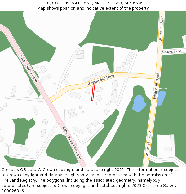 10, GOLDEN BALL LANE, MAIDENHEAD, SL6 6NW: Location map and indicative extent of plot