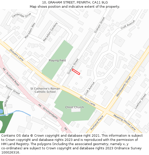 10, GRAHAM STREET, PENRITH, CA11 9LG: Location map and indicative extent of plot