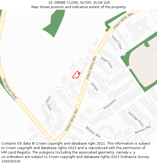 10, GREBE CLOSE, ALTON, GU34 2LR: Location map and indicative extent of plot