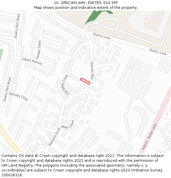 10, GRECIAN WAY, EXETER, EX2 5PF: Location map and indicative extent of plot