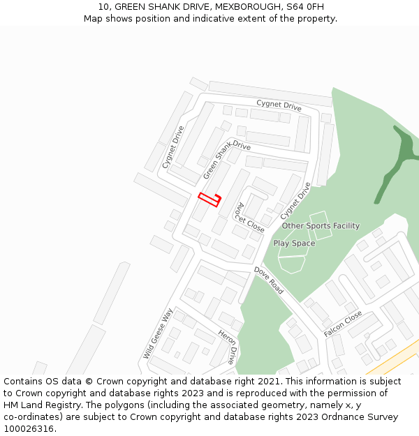 10, GREEN SHANK DRIVE, MEXBOROUGH, S64 0FH: Location map and indicative extent of plot