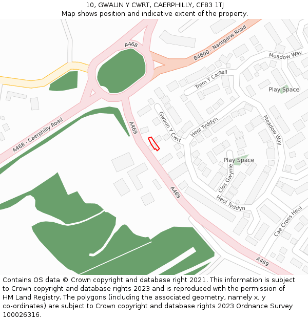 10, GWAUN Y CWRT, CAERPHILLY, CF83 1TJ: Location map and indicative extent of plot