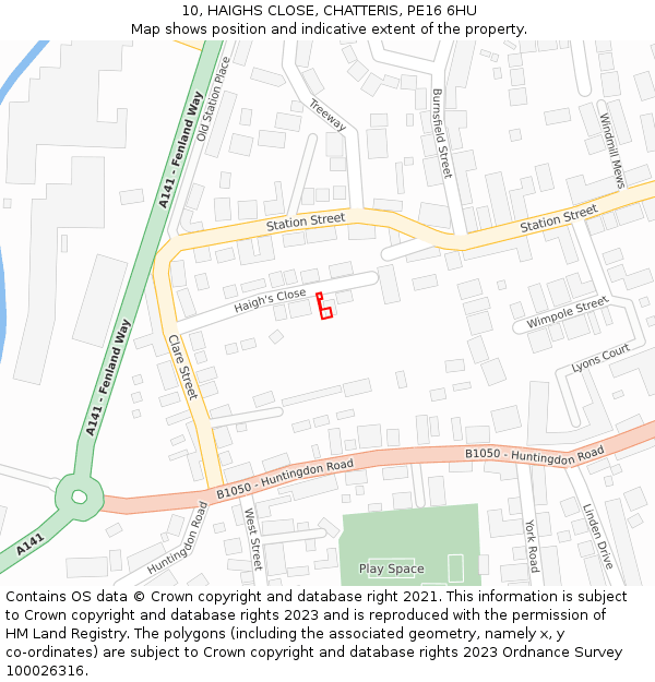 10, HAIGHS CLOSE, CHATTERIS, PE16 6HU: Location map and indicative extent of plot