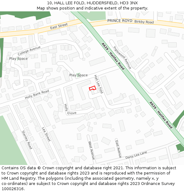 10, HALL LEE FOLD, HUDDERSFIELD, HD3 3NX: Location map and indicative extent of plot